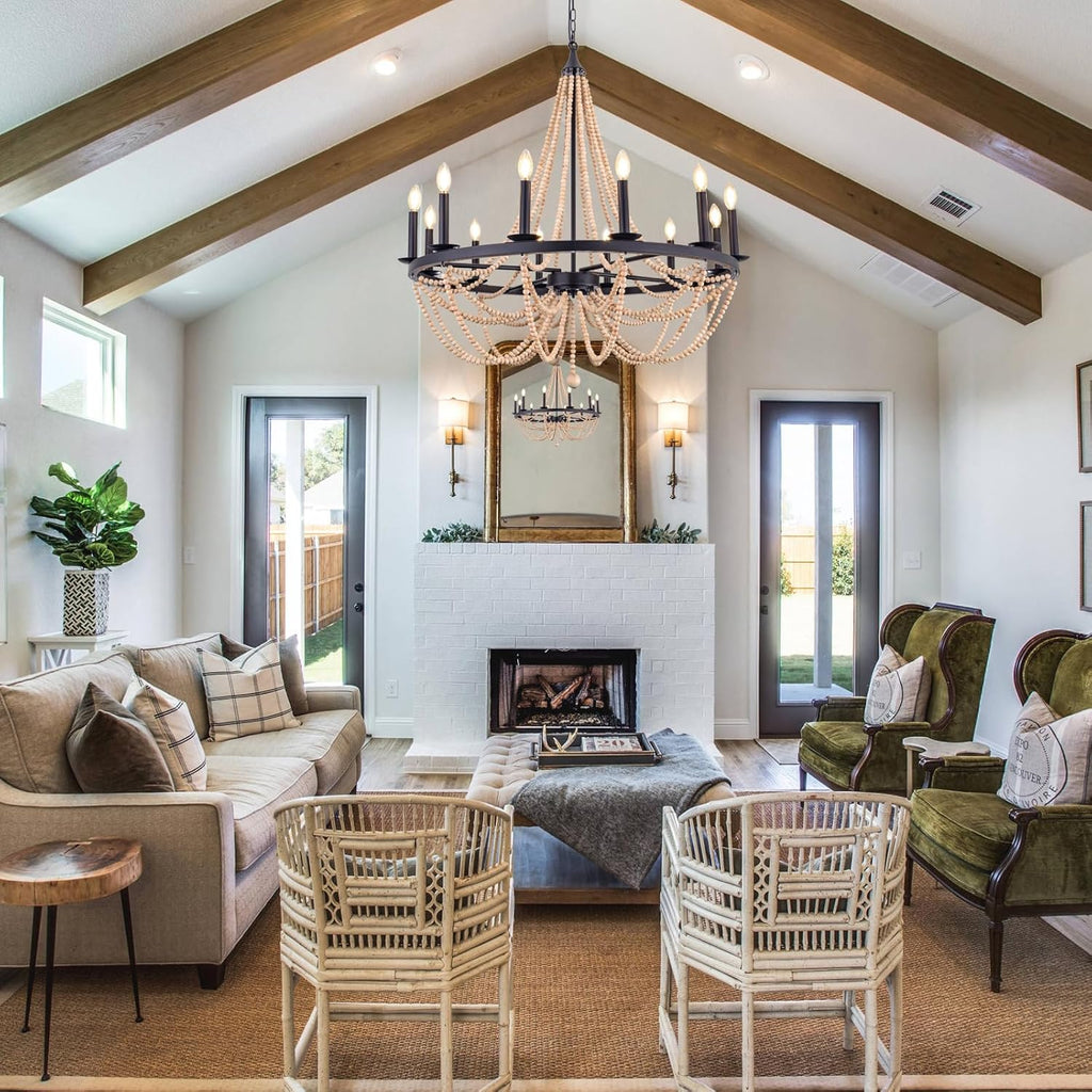 38", 12 Light Black Wagon Wheel Chandelier