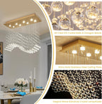 Siljoy Gold Rectangle Crystal Chandelier