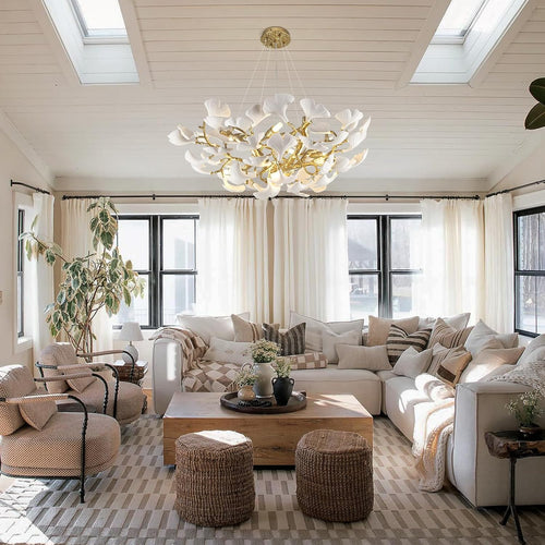 Art Design Creative Ceramic Mangolia Ring/Linear Chandelier for Bedroom/Living Room/Dining Room/Kitchen Island