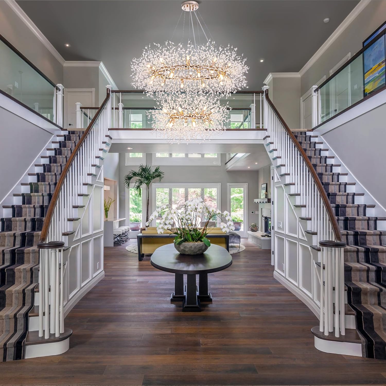 2 Tier 38 inch, Modern Crystal Chandelier