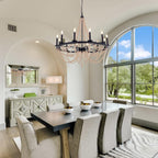 38", 12 Light Black Wagon Wheel Chandelier