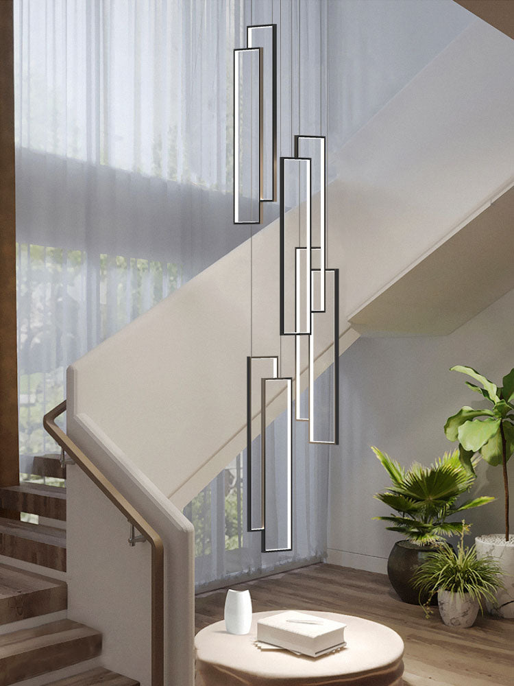 Modern Minimalist Rectangular Led Staircase Chandelier