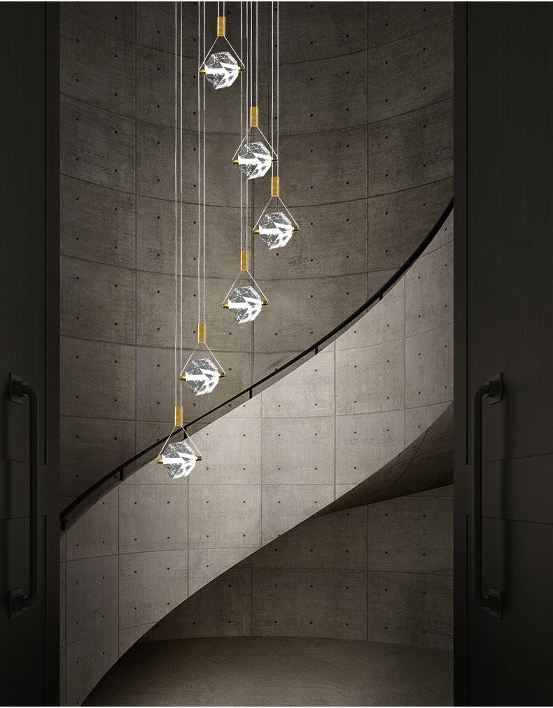 Myth Angel Square Crystal Long Raindrop Foyer Chandelier
