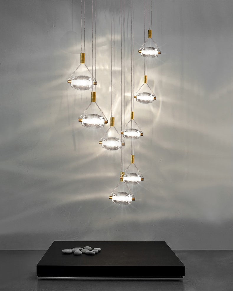 Myth Angel Square Crystal Long Raindrop Foyer Chandelier