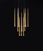 Brass Round Multi-Light Cascading Chandelier for Hallway and Large Entryway