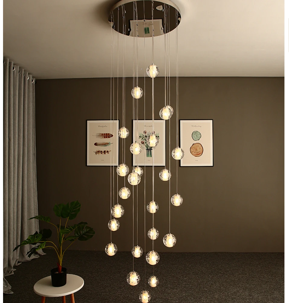 Spiral Multi-Light Crystal Bubble Chandelier For Large & Small House Lobby