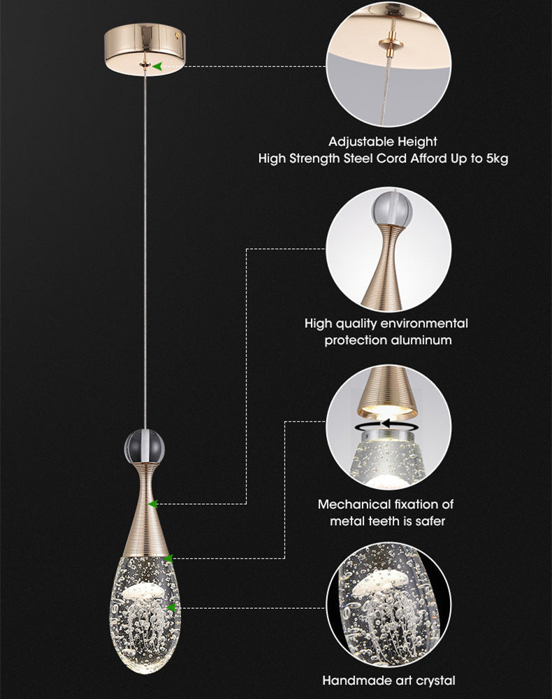 Raindrop Crown Jellyfish Crystal Chandelier for 2 Story Foyer and Hotel Lobby