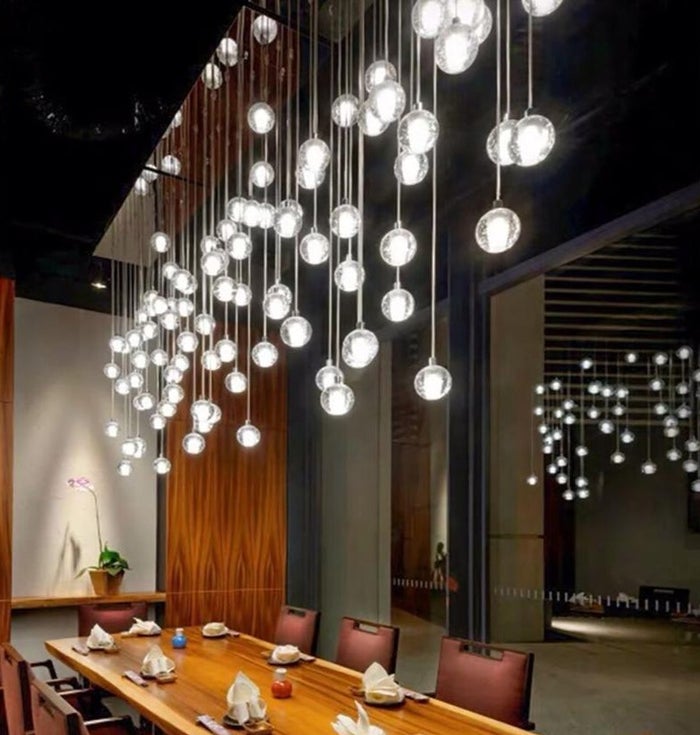 Spiral Multi-Light Crystal Bubble Chandelier For Large & Small House Lobby