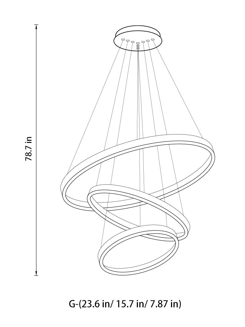 Circle Linear Modern Lighting Fixture for Living Room and High Ceiling Foyer