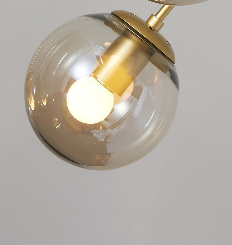 Gold Glass Globes Pendant Lighting in Cognac For Small Entrance And Lobby