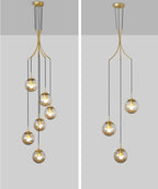 Gold Glass Globes Pendant Lighting in Cognac For Small Entrance And Lobby