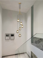 Gold Glass Globes Pendant Lighting in Cognac For Small Entrance And Lobby