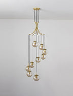 Gold Glass Globes Pendant Lighting in Cognac For Small Entrance And Lobby