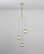 Gold Glass Globes Pendant Lighting in Cognac For Small Entrance And Lobby