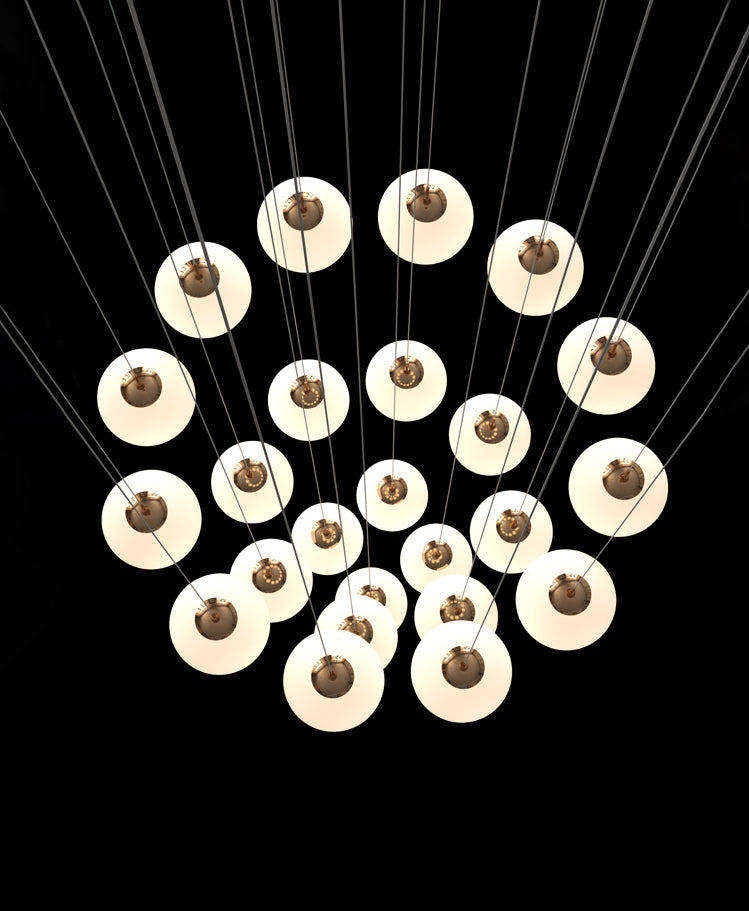 6-Tier Round Raindrop Glass Globe Long Hanging Chandelier - Ceiling Lights