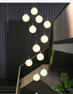 6-Tier Round Raindrop Glass Globe Long Hanging Chandelier - Ceiling Lights