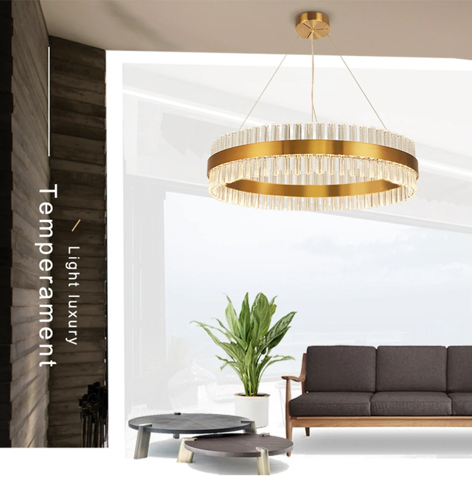 Circle Ring Luxury Crystal Flush Mount Ceiling Light Living Room