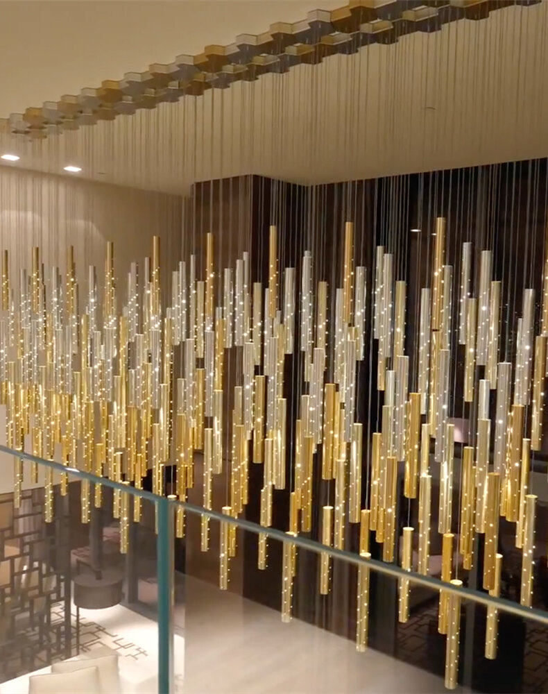 Romantic Long Drop Starlight Cylindrical Chandelier