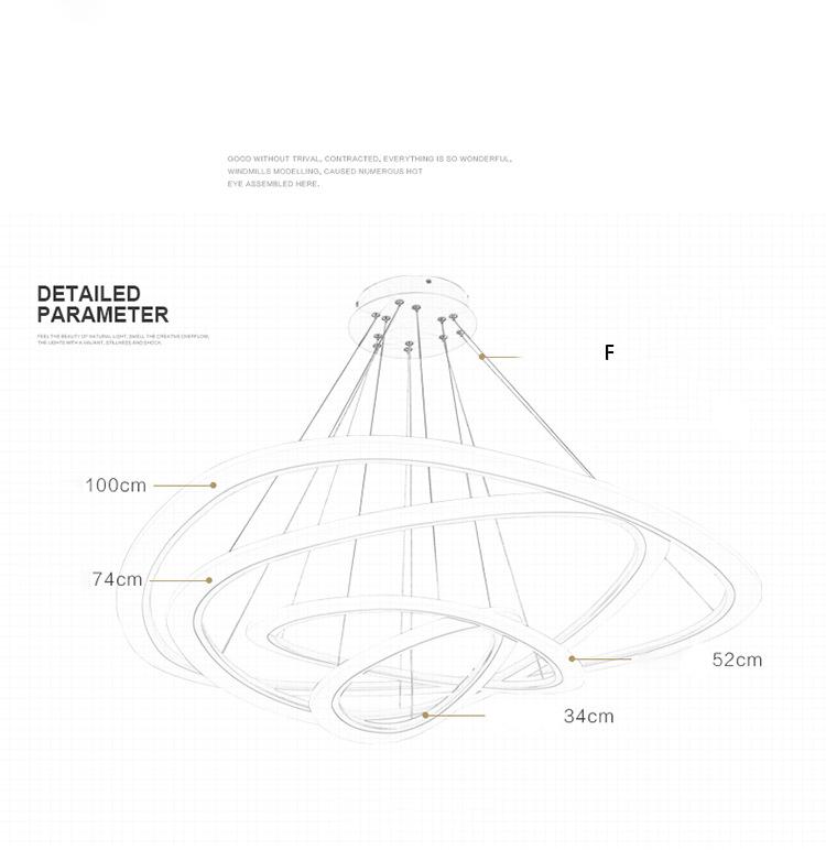 Large LED Multi-Ring Minimalist Chandelier for Modern Livingroom Interior