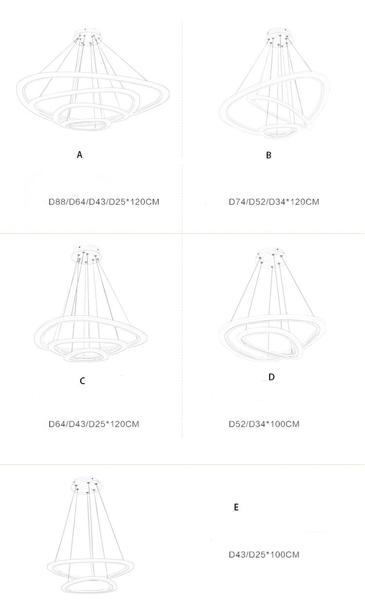 Large LED Multi-Ring Minimalist Chandelier for Modern Livingroom Interior