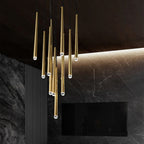 Brass Round Multi-Light Cascading Chandelier for Hallway and Large Entryway