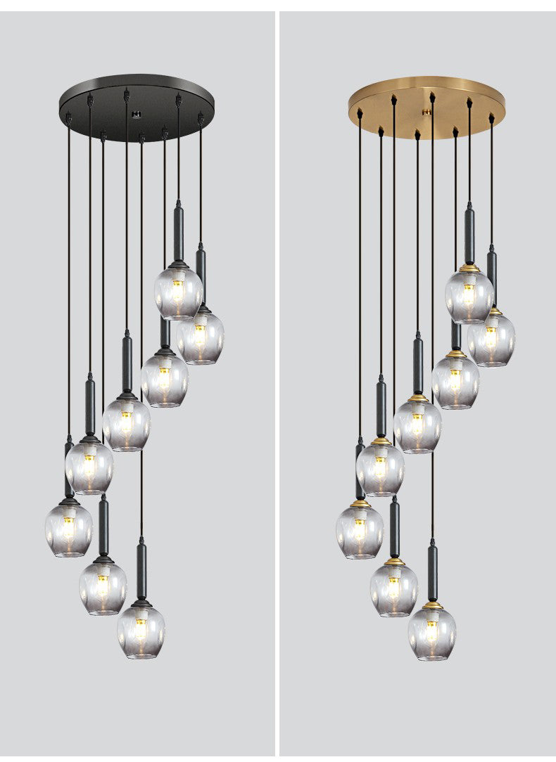 Modern Glass Bubble Chandelier Light For Spiral Staircase And Split-Level Home