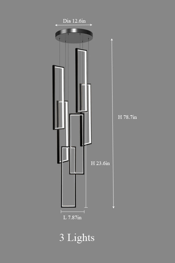 Modern Minimalist Rectangular Led Staircase Chandelier