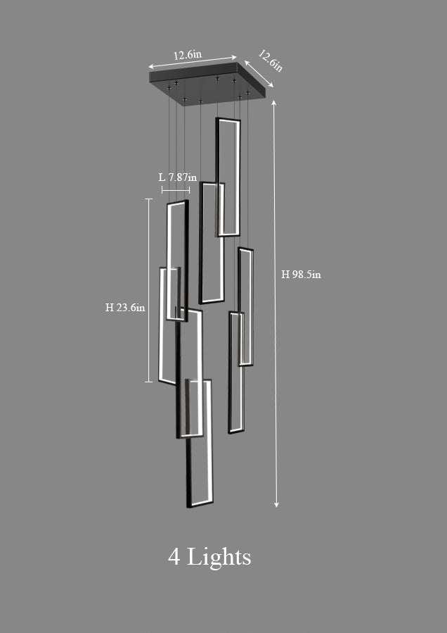 Modern Minimalist Rectangular Led Staircase Chandelier