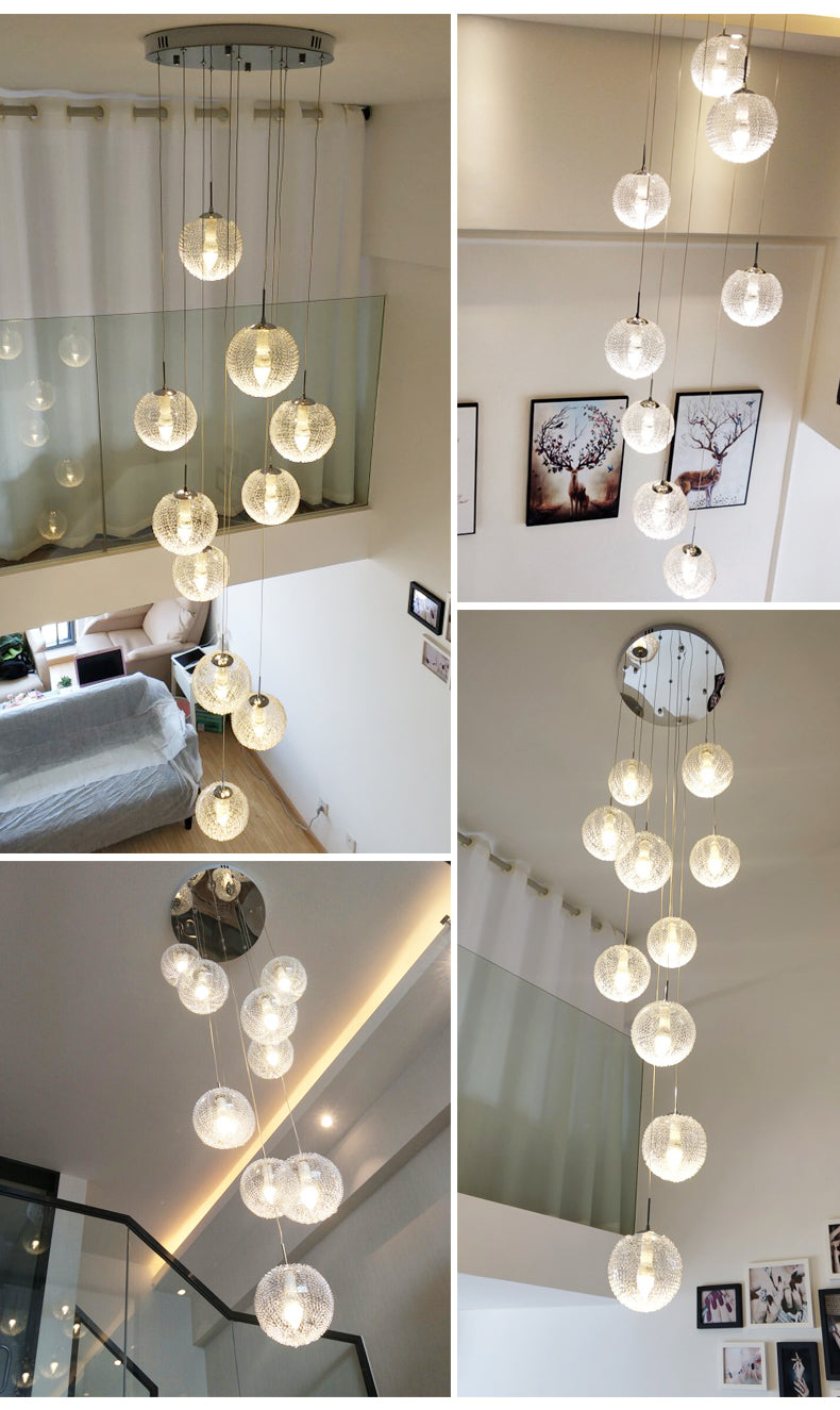 High Ceiling Shiny LED Chandelier Lighting Fixture