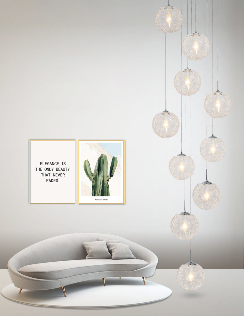 High Ceiling Shiny LED Chandelier Lighting Fixture