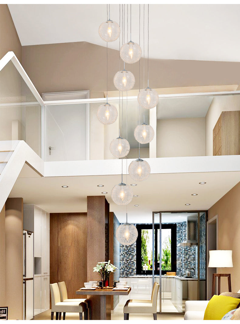 High Ceiling Shiny LED Chandelier Lighting Fixture