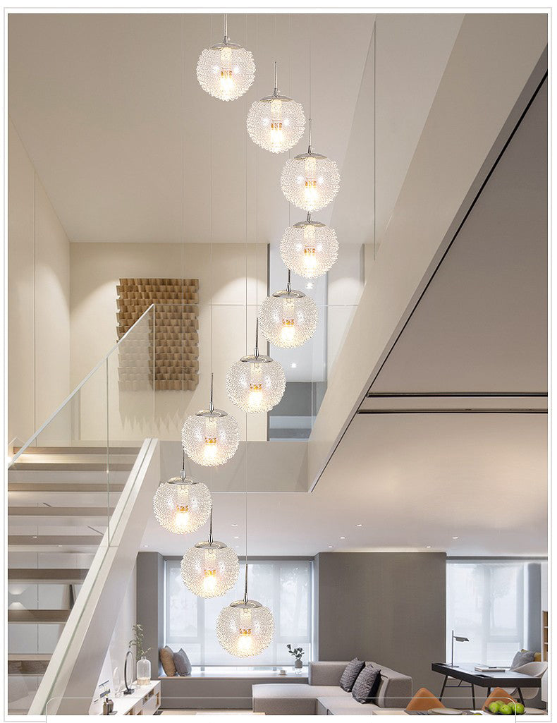 High Ceiling Shiny LED Chandelier Lighting Fixture