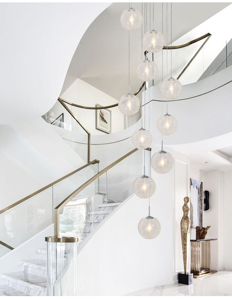 High Ceiling Shiny LED Chandelier Lighting Fixture