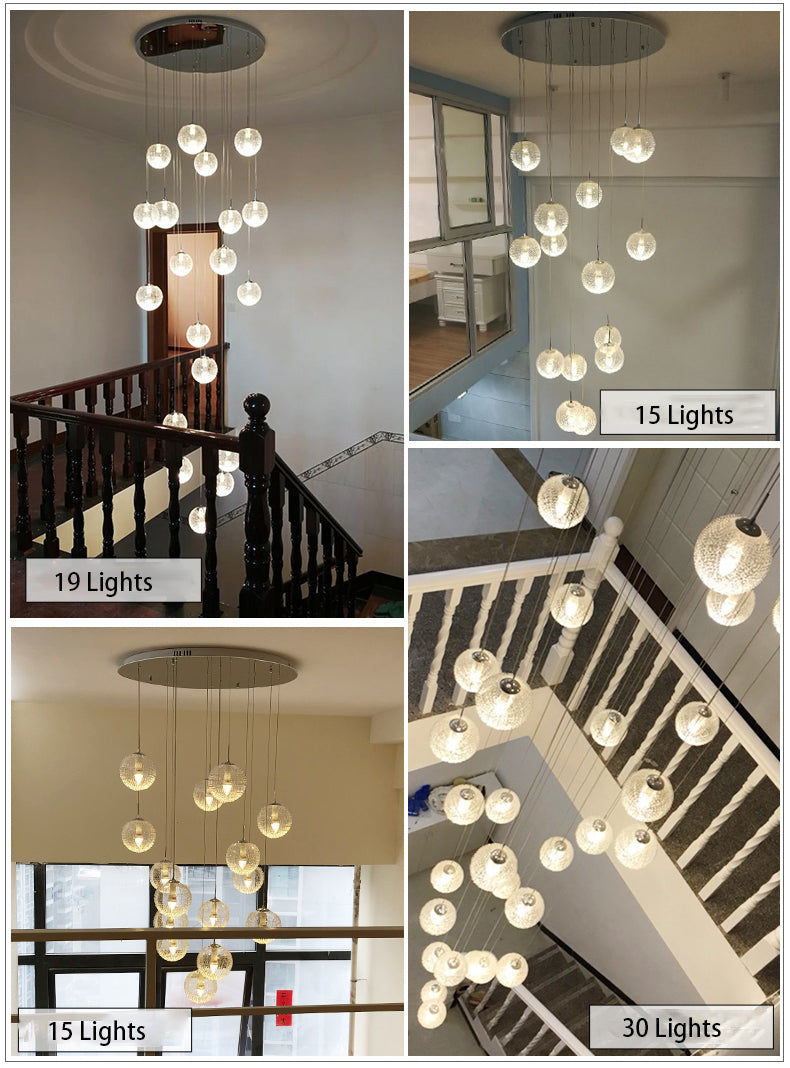 High Ceiling Shiny LED Chandelier Lighting Fixture
