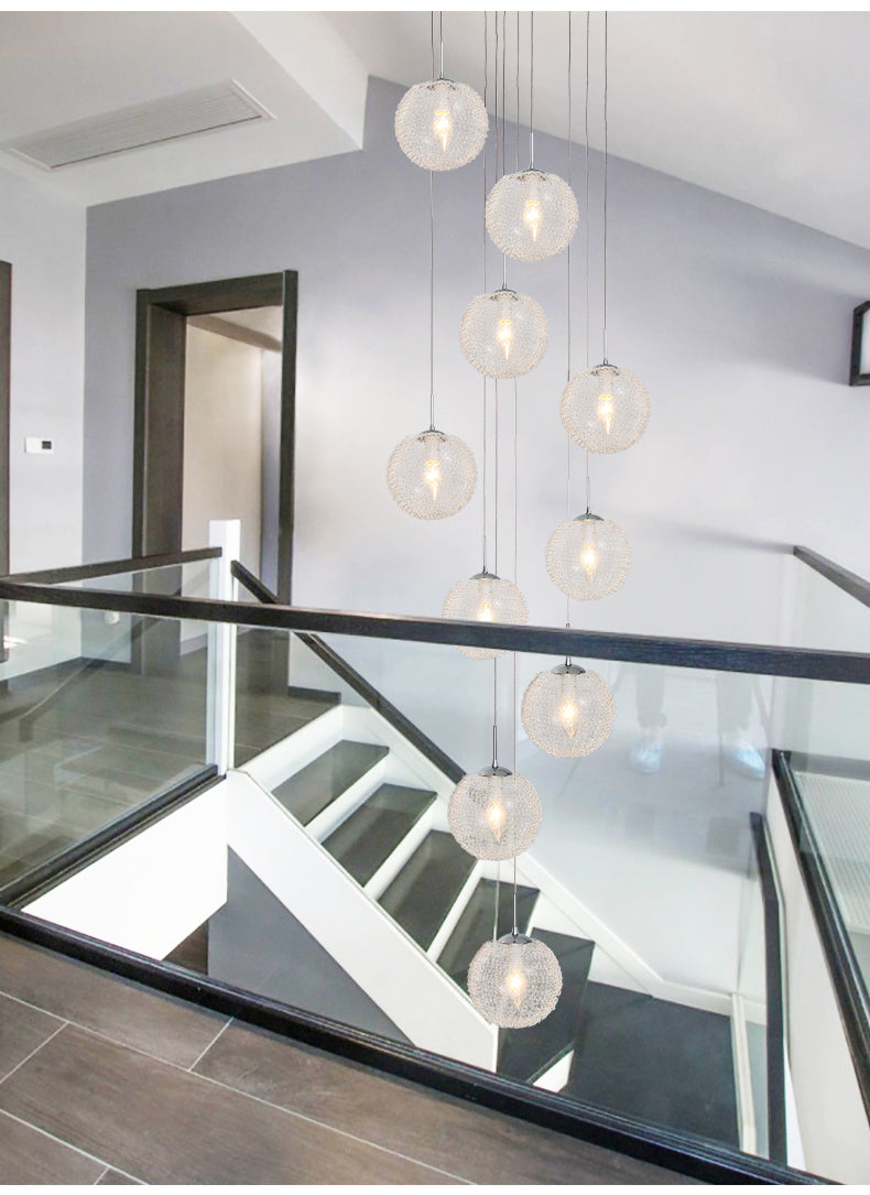 High Ceiling Shiny LED Chandelier Lighting Fixture