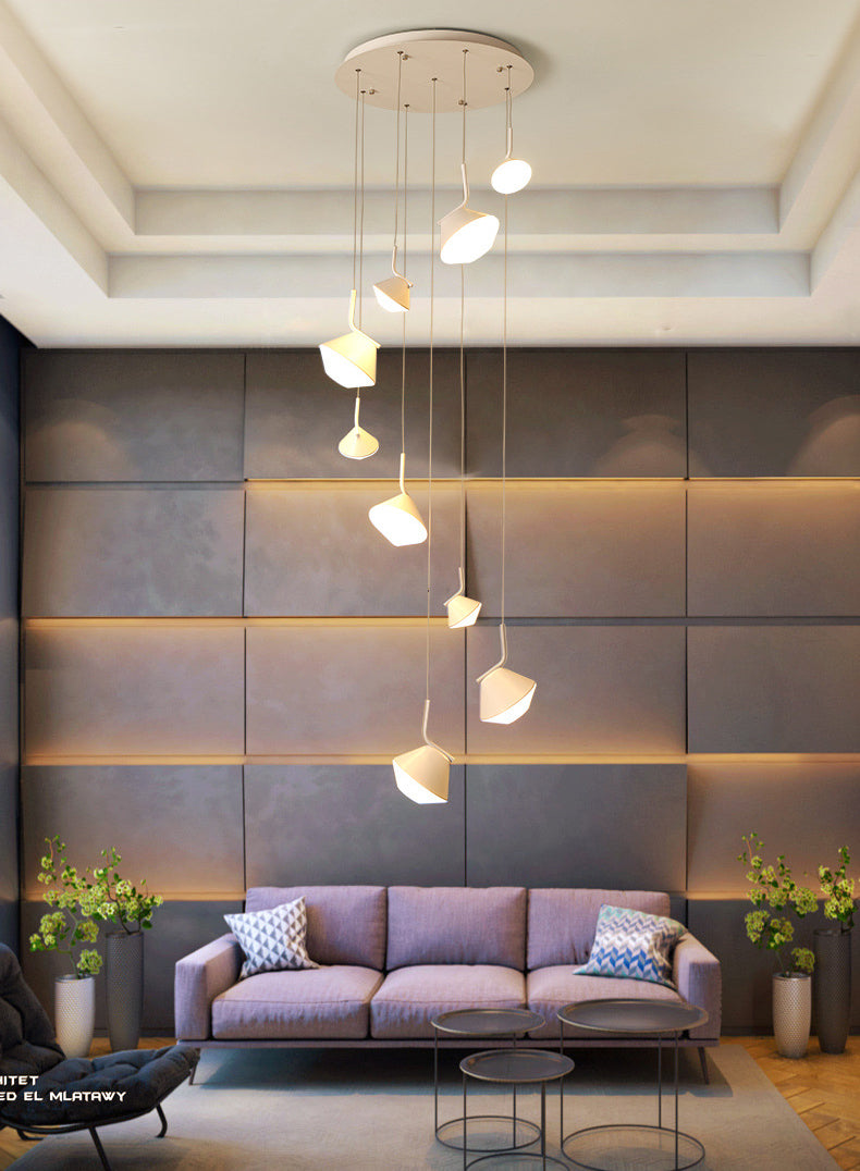 Fashion Flush Mount White Led Staircase Chandelier For Modern Architecture