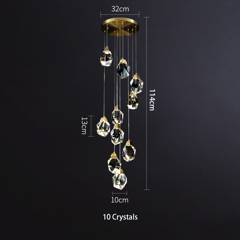 Luxury Raindrop Diamond Crystal Staircase Chandelier - Home Innovation Design