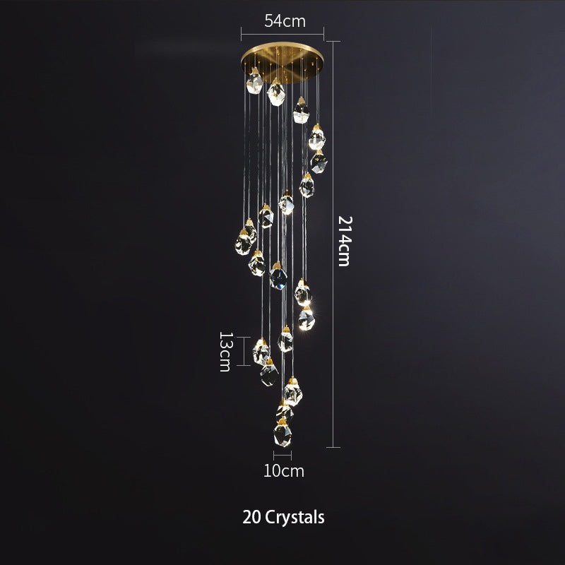 Luxury Raindrop Diamond Crystal Staircase Chandelier - Home Innovation Design