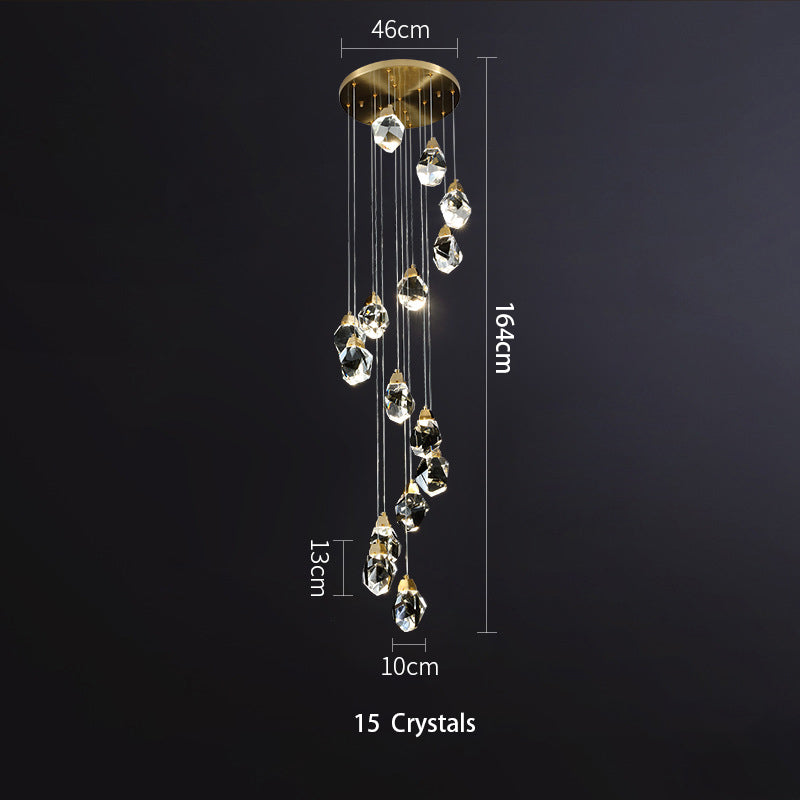 Luxury Raindrop Diamond Crystal Staircase Chandelier - Home Innovation Design