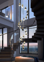 Luxury Raindrop Diamond Crystal Staircase Chandelier - Home Innovation Design