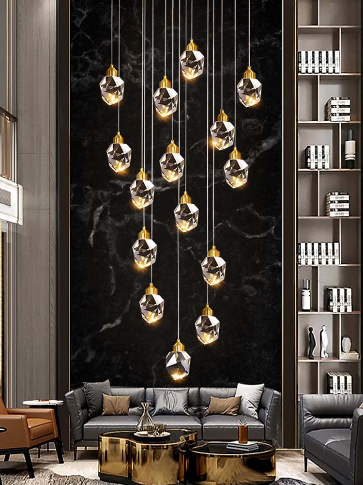 Luxury Raindrop Diamond Crystal Staircase Chandelier - Home Innovation Design