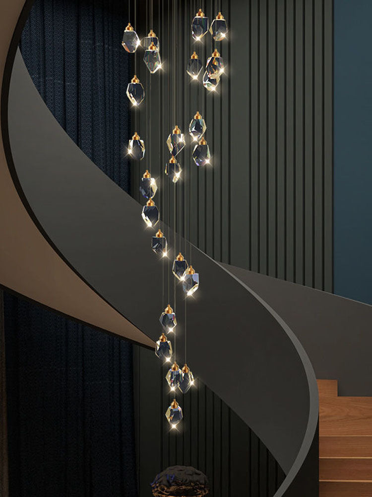 Luxury Raindrop Diamond Crystal Staircase Chandelier - Home Innovation Design