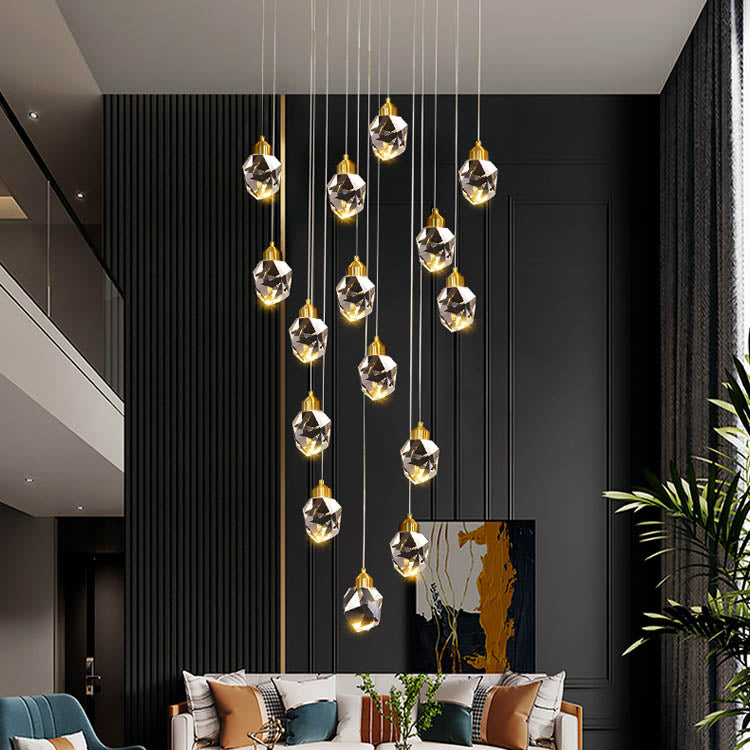 Luxury Raindrop Diamond Crystal Staircase Chandelier - Home Innovation Design