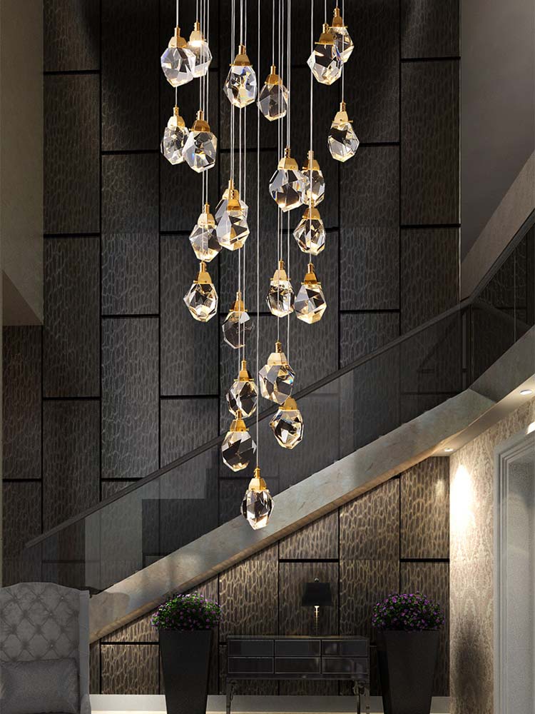 Luxury Raindrop Diamond Crystal Staircase Chandelier - Home Innovation Design