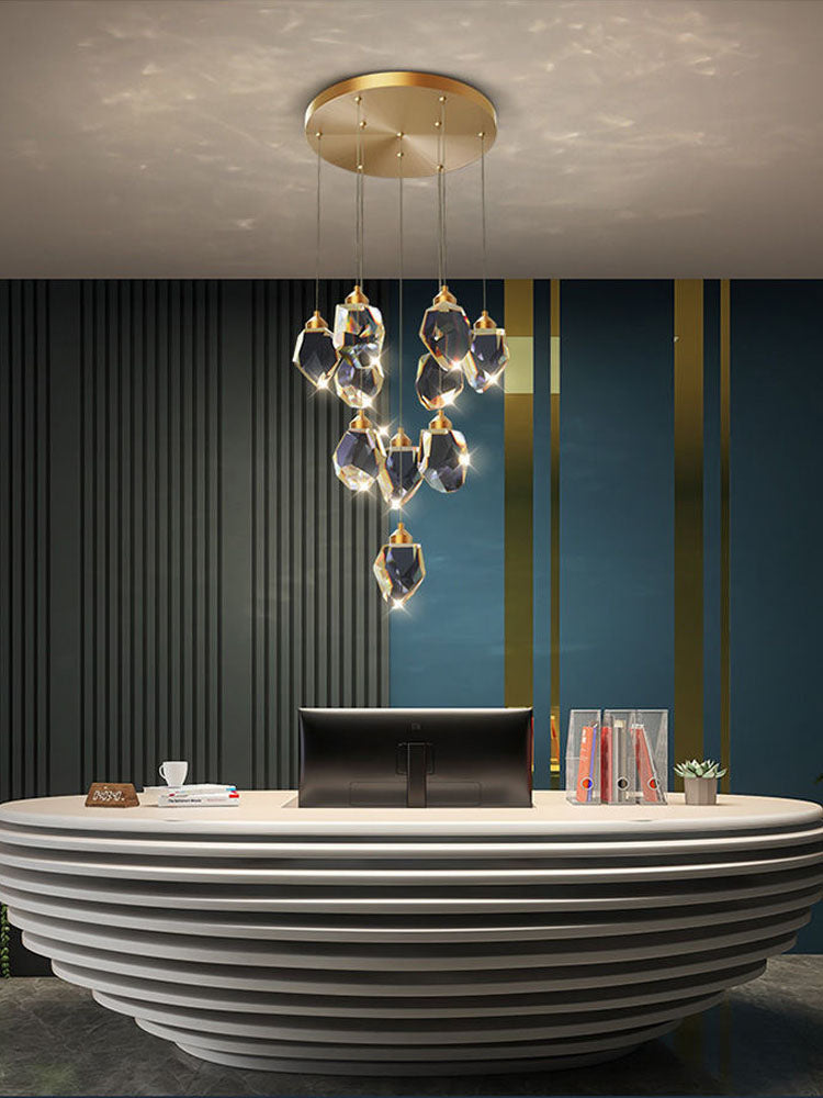 Luxury Raindrop Diamond Crystal Staircase Chandelier - Home Innovation Design