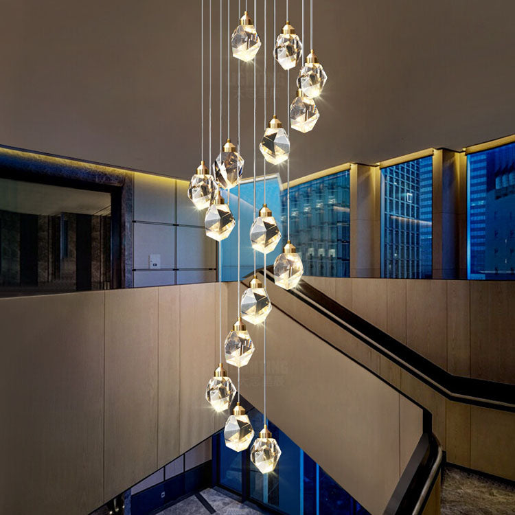 Luxury Raindrop Diamond Crystal Staircase Chandelier - Home Innovation Design