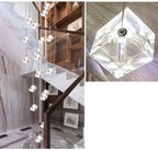 Ice Cube Transparent Crystal Chandelier For High Ceiling And Large Entryway