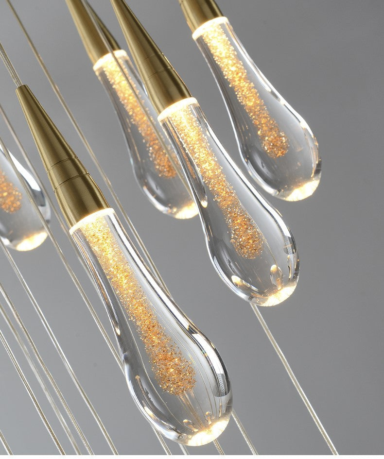 Spiral Raindrop Crystal Pendant Light For Foyer And Entryway