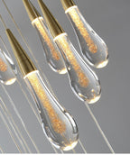 Spiral Raindrop Crystal Pendant Light For Foyer And Entryway
