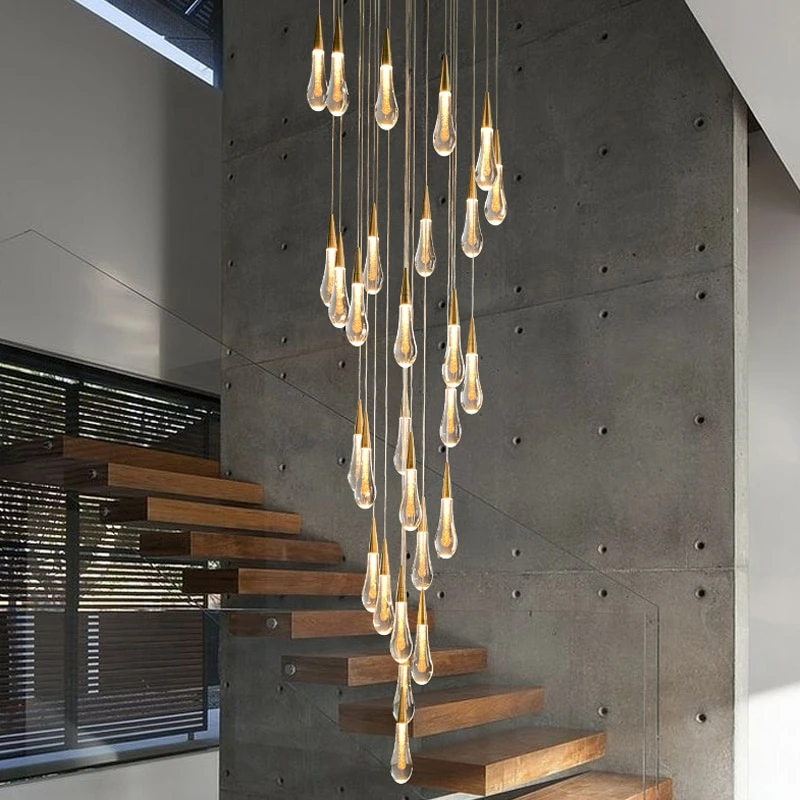 Spiral Raindrop Crystal Pendant Light For Foyer And Entryway
